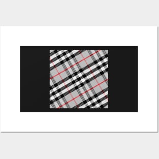 Scottish tartan black, white, red and grey Posters and Art